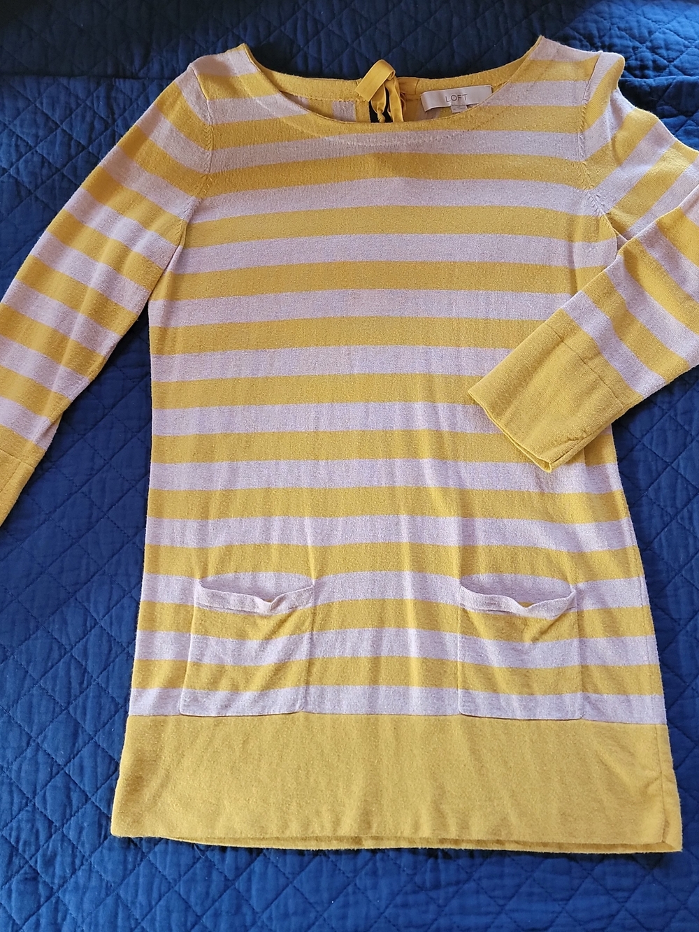 Loft Yellow & White Striped Tunic Top